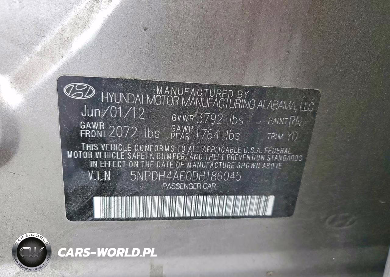 2013 Hyundai Elantra Gls VIN:5NPDH4AE0DH186045 - 12