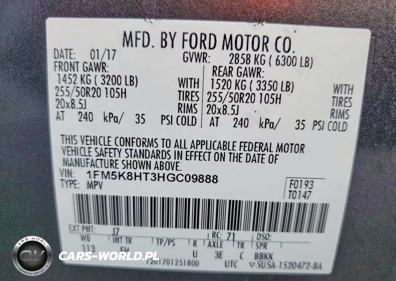 2017 Ford Explorer Platinum VIN:1FM5K8HT3HGC09888 - 13