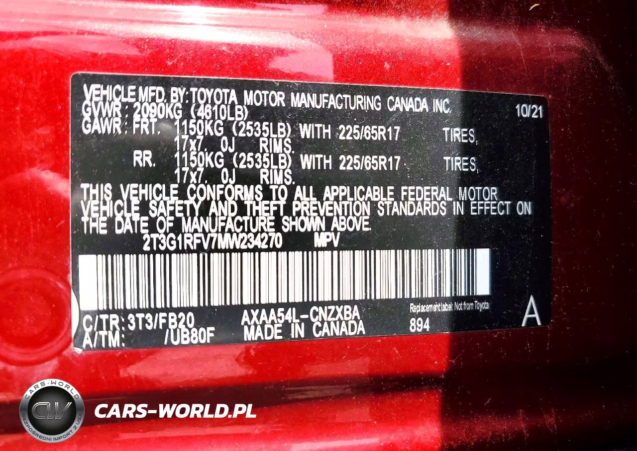 2021 Toyota Rav4 Le VIN:2T3G1RFV7MW234270 - 13