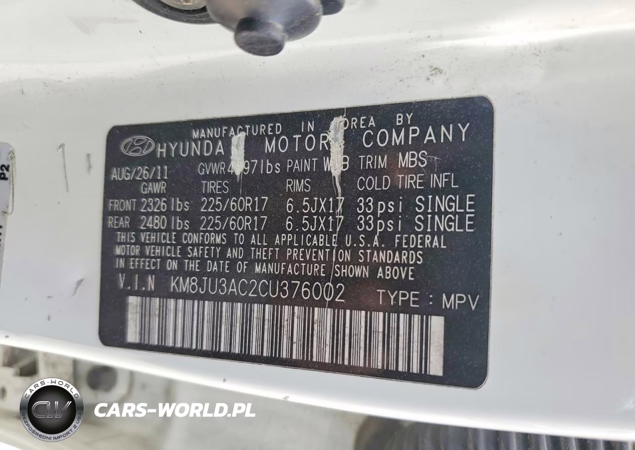 2012 Hyundai Tucson Gls VIN:KM8JU3AC2CU376002 - 14