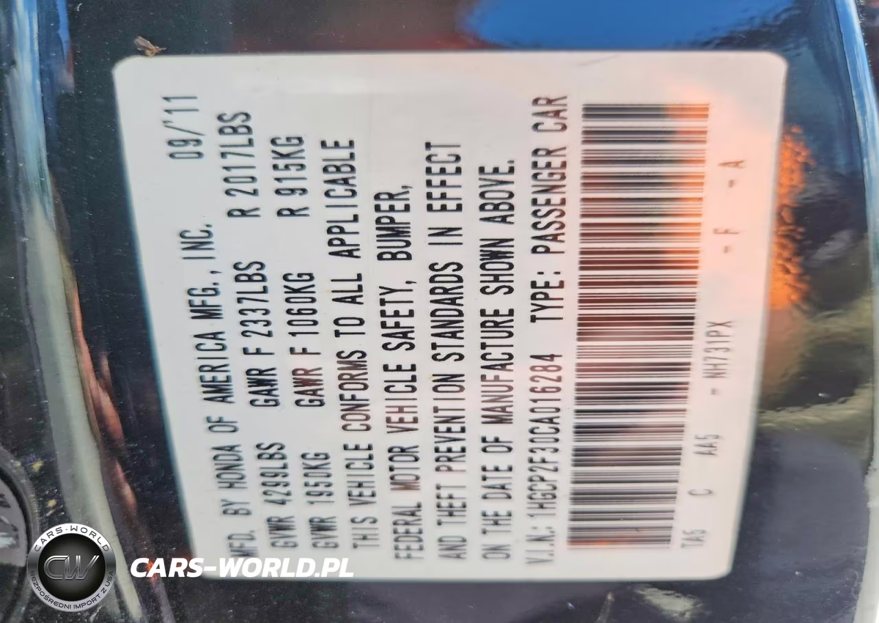 2012 Honda Accord Lx VIN:1HGCP2F30CA016284 - 13