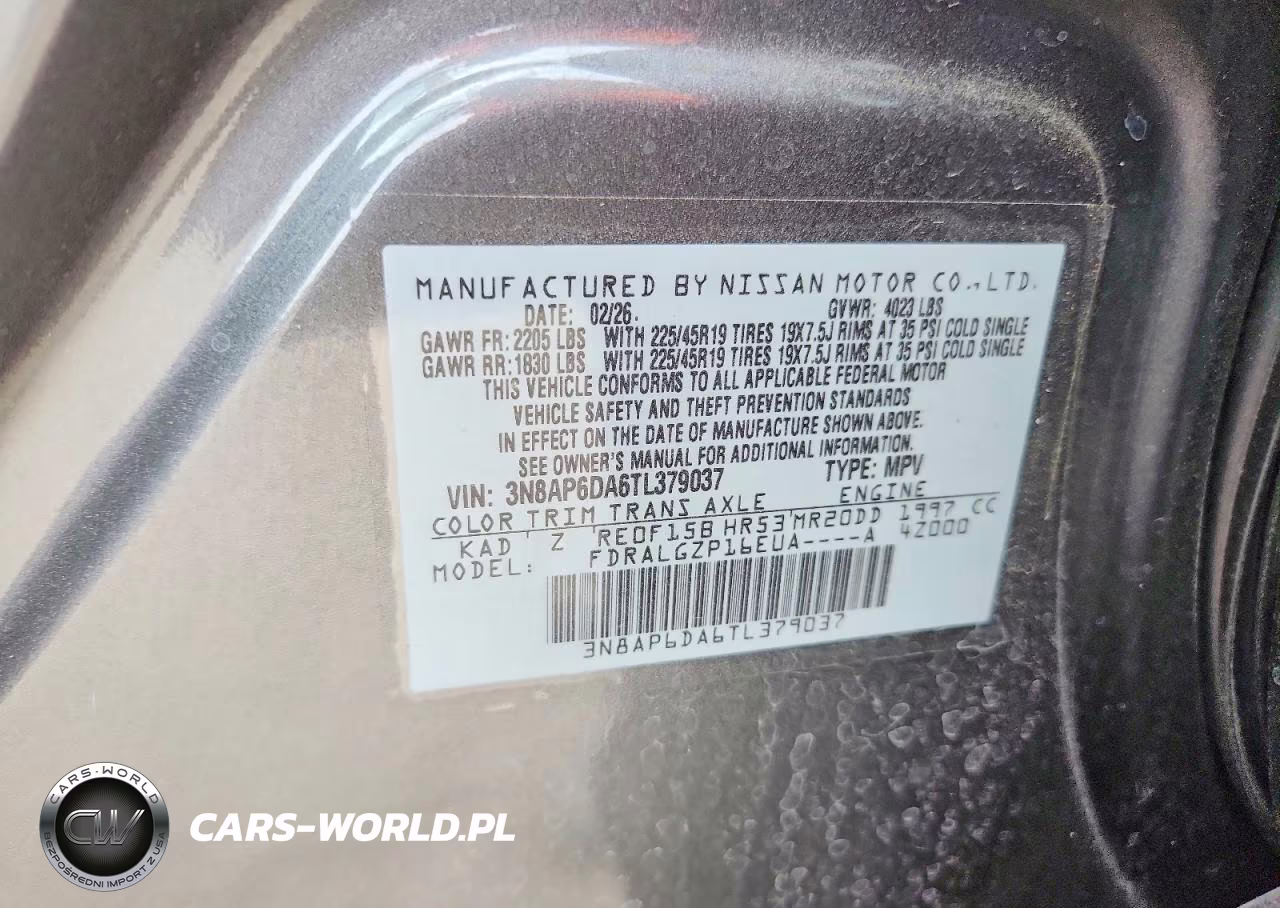2026 Nissan Kicks Sr VIN:3N8AP6DA6TL379037 - 12
