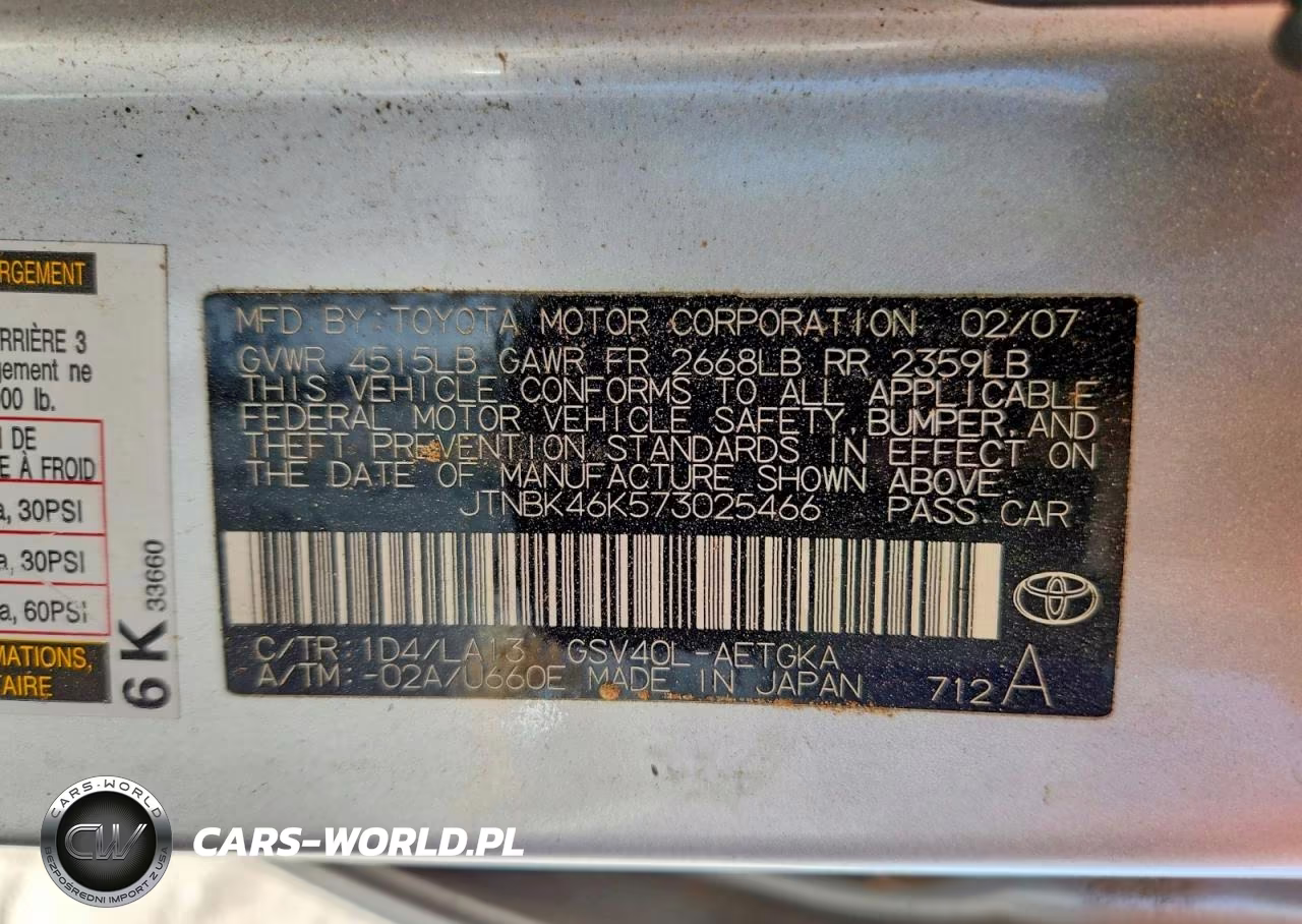 2007 Toyota Camry Xle V6 VIN:JTNBK46K573025466 - 12