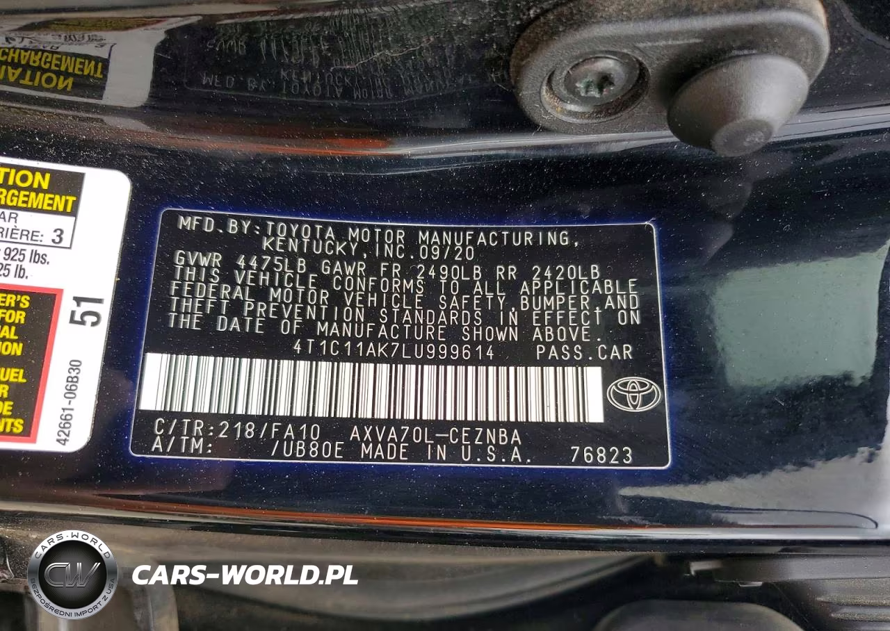 2020 Toyota Camry Le VIN:4T1C11AK7LU999614 - 12