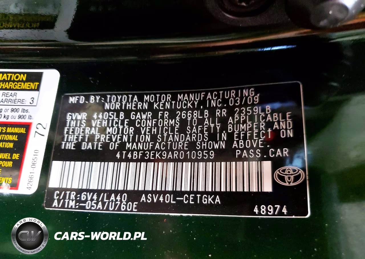2010 Toyota Camry Xle VIN:4T4BF3EK9AR010959 - 12