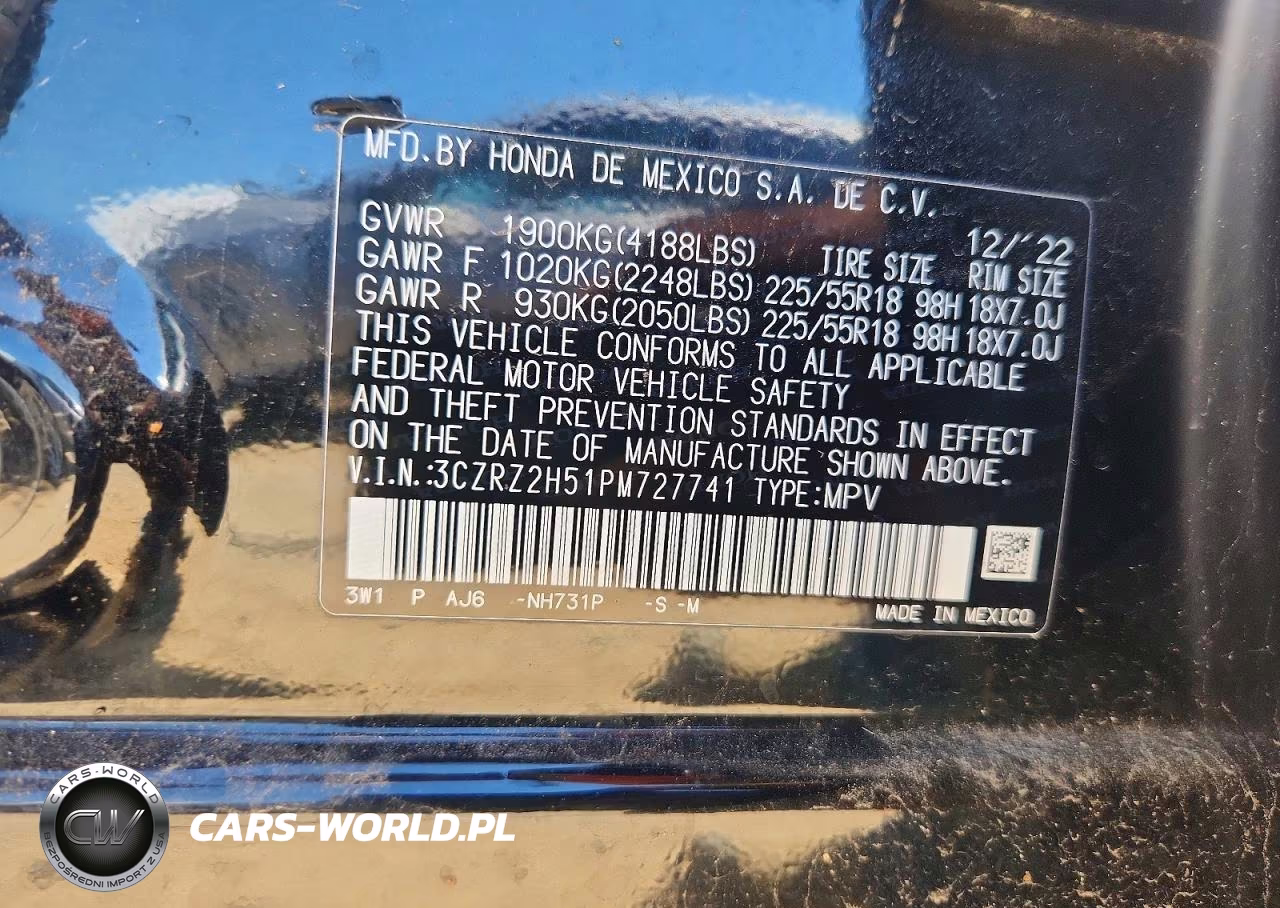 2023 Honda Hr-V Sport VIN:3CZRZ2H51PM727741 - 12