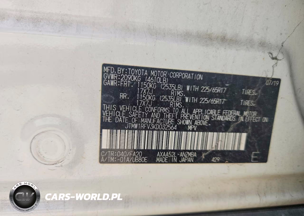 2019 Toyota Rav4 Xle VIN:JTMW1RFV3KD032564 - 13