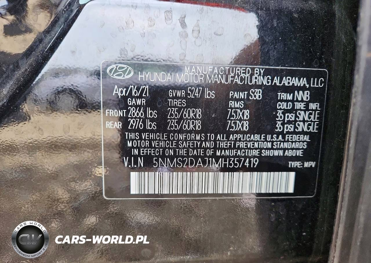 2021 Hyundai Santa Fe Sel VIN:5NMS2DAJ1MH357419 - 13