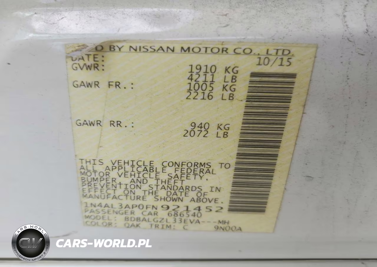 2015 Nissan Altima 2.5 S VIN:1N4AL3AP0FN921452 - 12