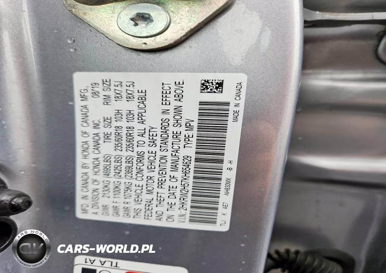 2019 Honda Cr-V Ex VIN:2HKRW2H57KH654629 - 13