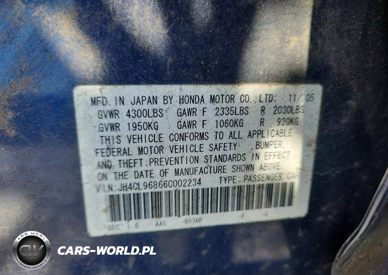 2006 Acura Tsx VIN:JH4CL96866C002234 - 12