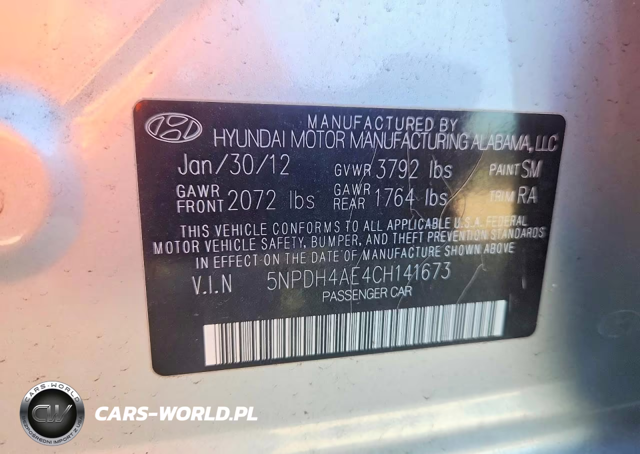 2012 Hyundai Elantra Limited VIN:5NPDH4AE4CH141673 - 13