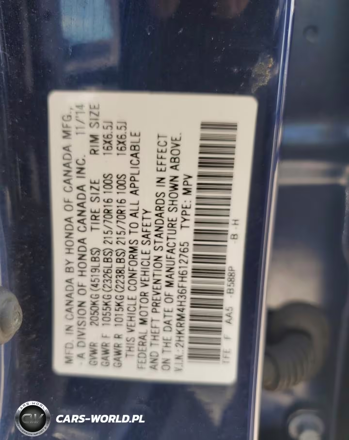 2015 Honda Cr-V Lx VIN:2HKRM4H36FH612765 - 12