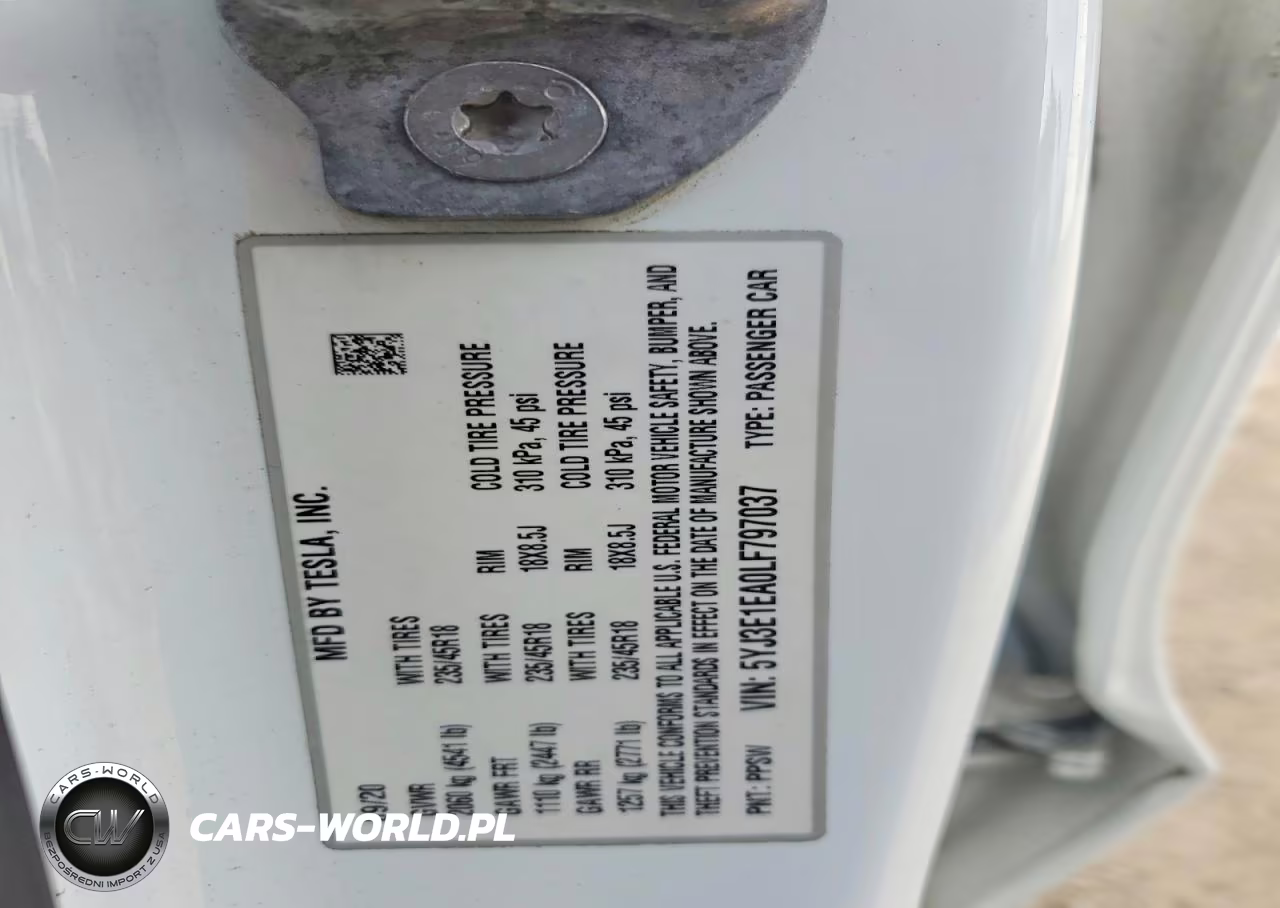 2020 Tesla Model 3 VIN:5YJ3E1EA0LF797037 - 12