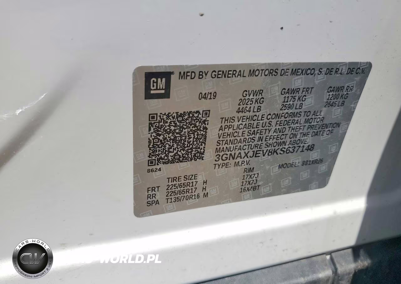 2019 Chevrolet Equinox Lt VIN:3GNAXJEV8KS637148 - 13