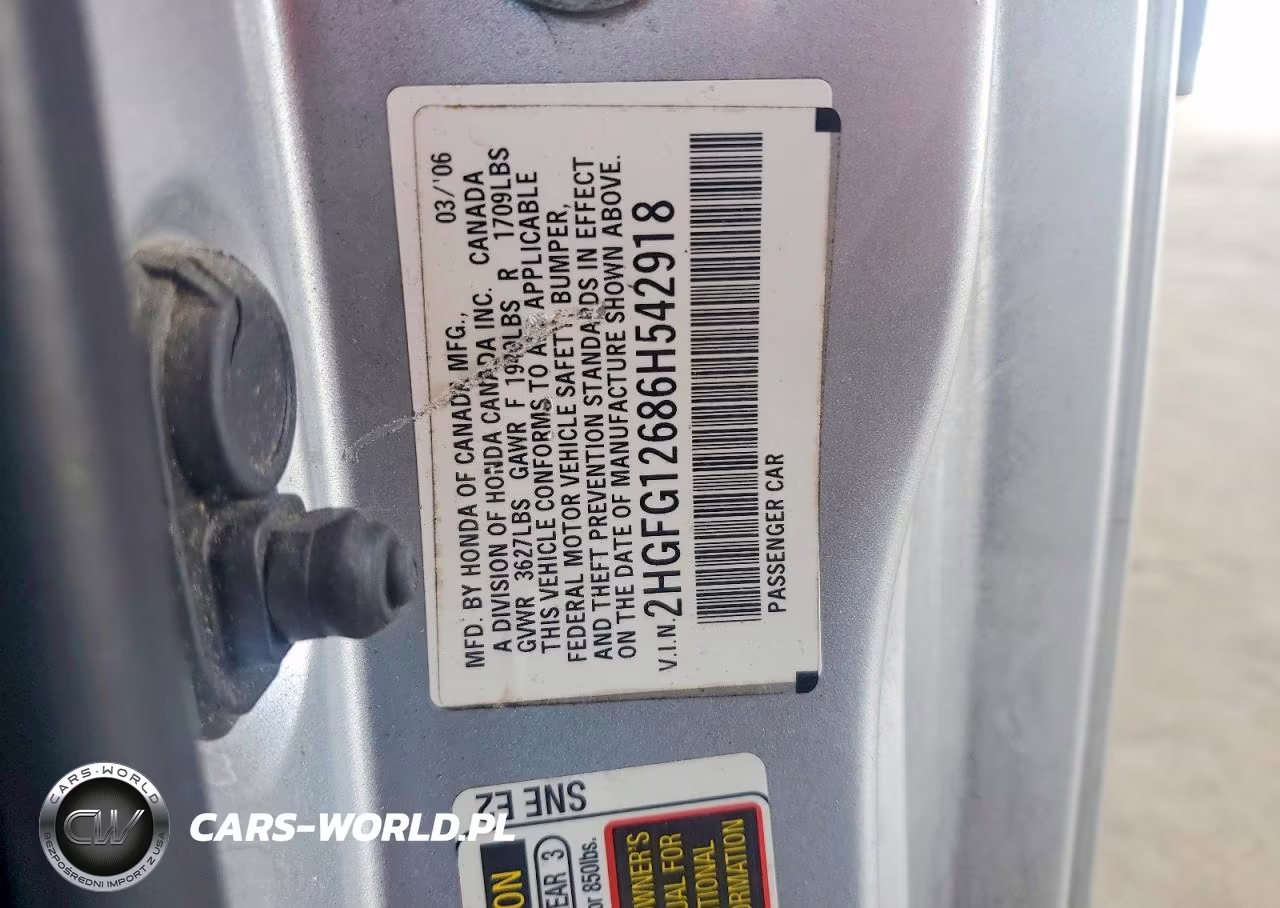 2006 Honda Civic Lx VIN:2HGFG12686H542918 - 12