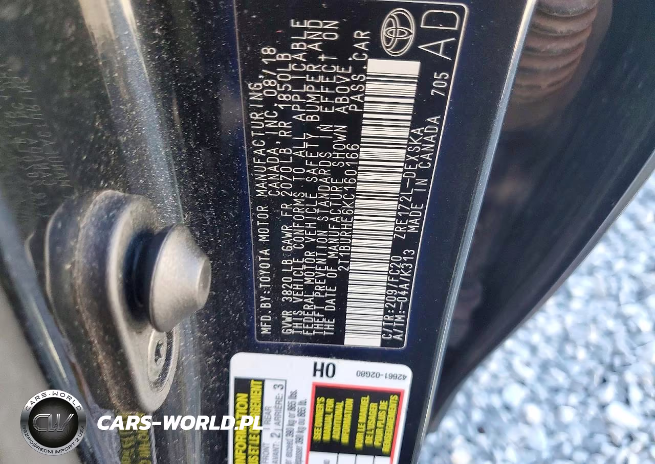2019 Toyota Corolla Se VIN:2T1BURHE6KC160166 - 13