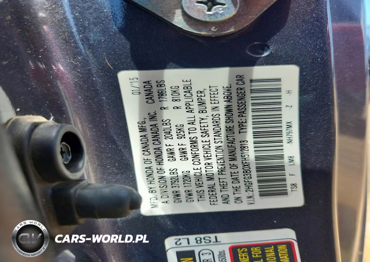 2015 Honda Civic Exl VIN:2HGFG3B0XFH512813 - 12