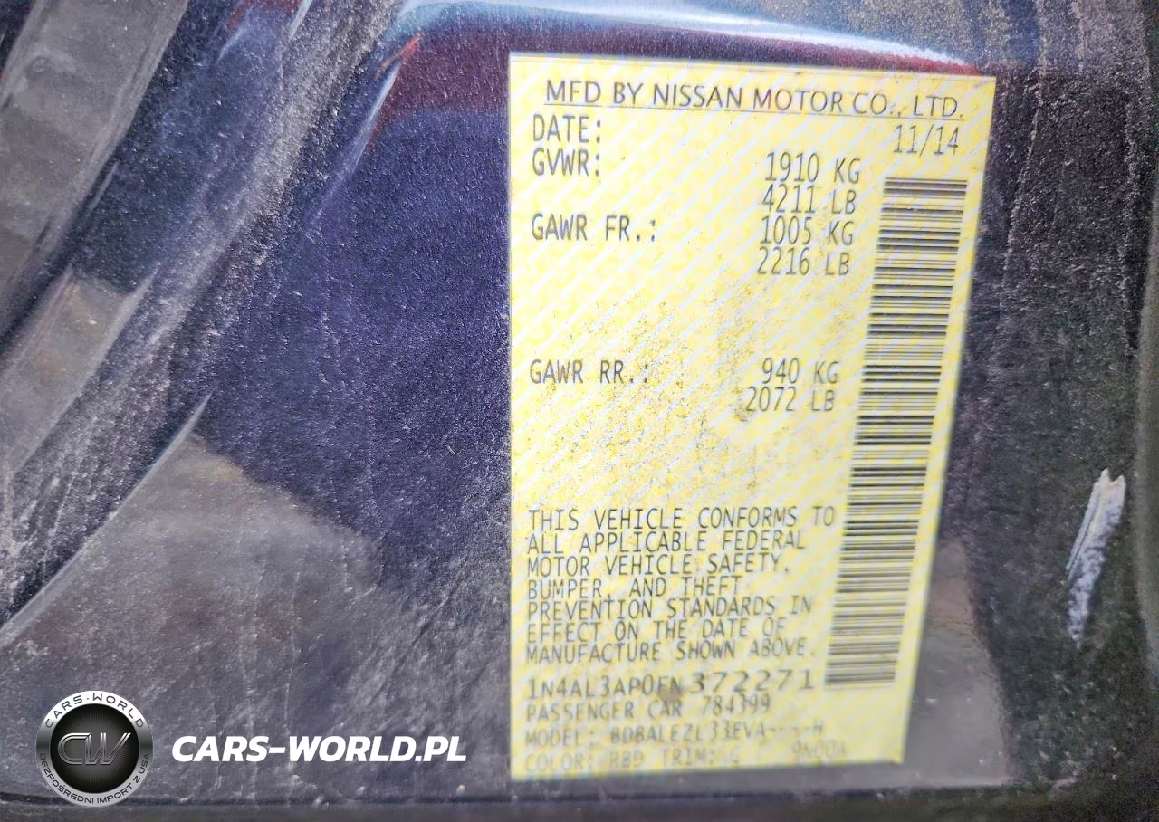 2015 Nissan Altima 2.5 S VIN:1N4AL3AP0FN372271 - 12