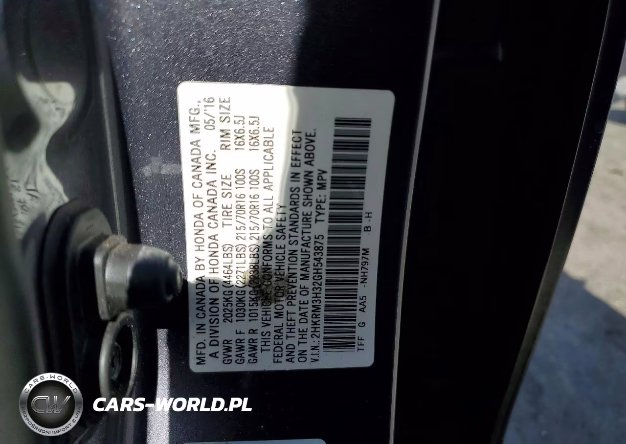 2016 Honda Cr-V Lx VIN:2HKRM3H32GH543875 - 13