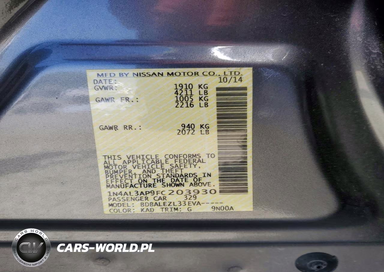 2015 Nissan Altima 2.5 S VIN:1N4AL3AP9FC203930 - 12