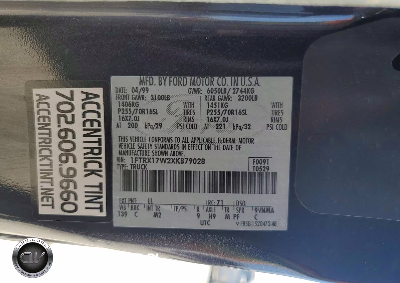 1999 Ford F150 VIN:1FTRX17W2XKB79028 - 12