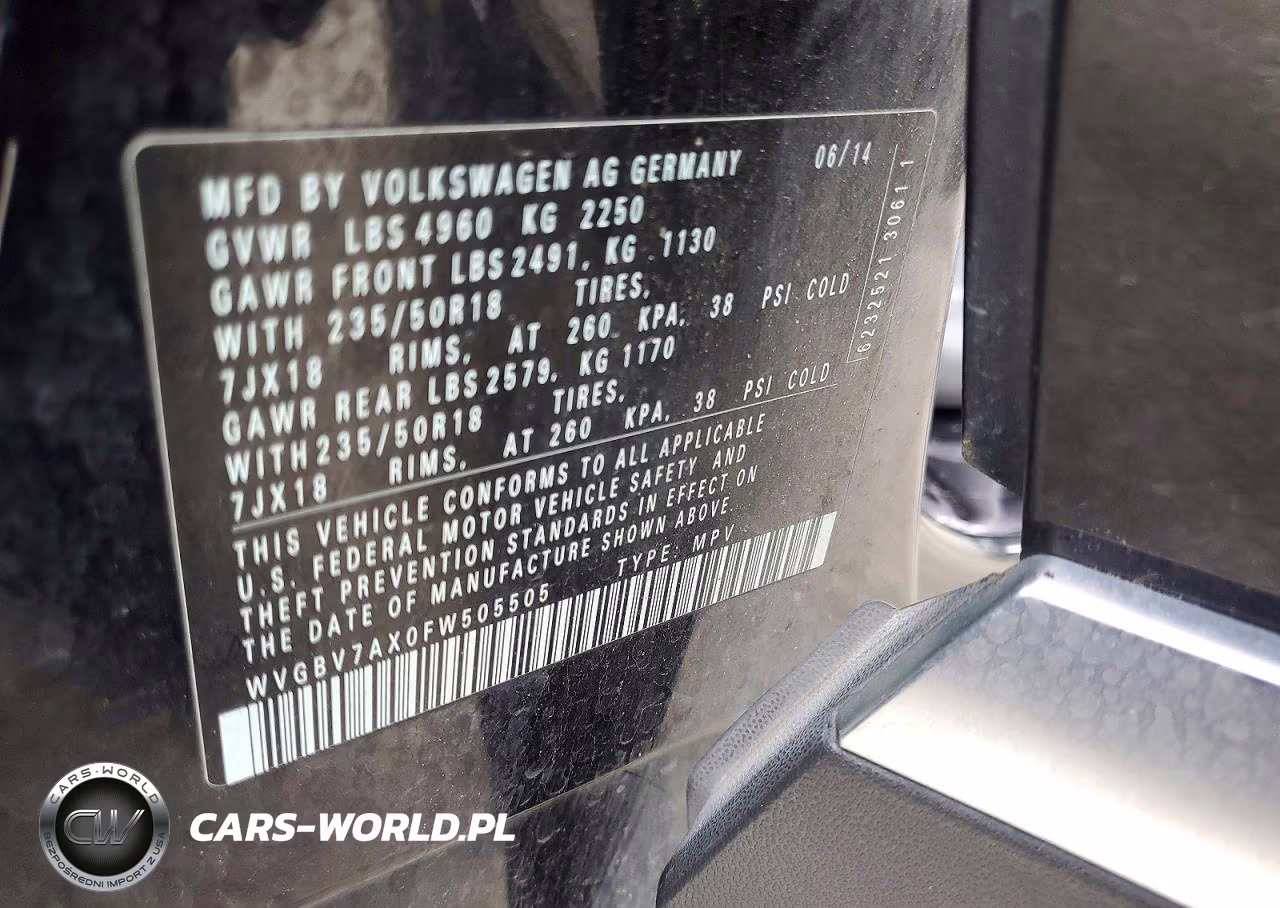 2015 Volkswagen Tiguan S VIN:WVGBV7AX0FW505505 - 13