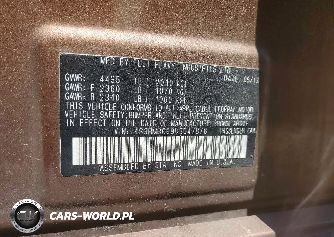 2013 Subaru Legacy 2.5I Premium VIN:4S3BMBC69D3047878 - 11