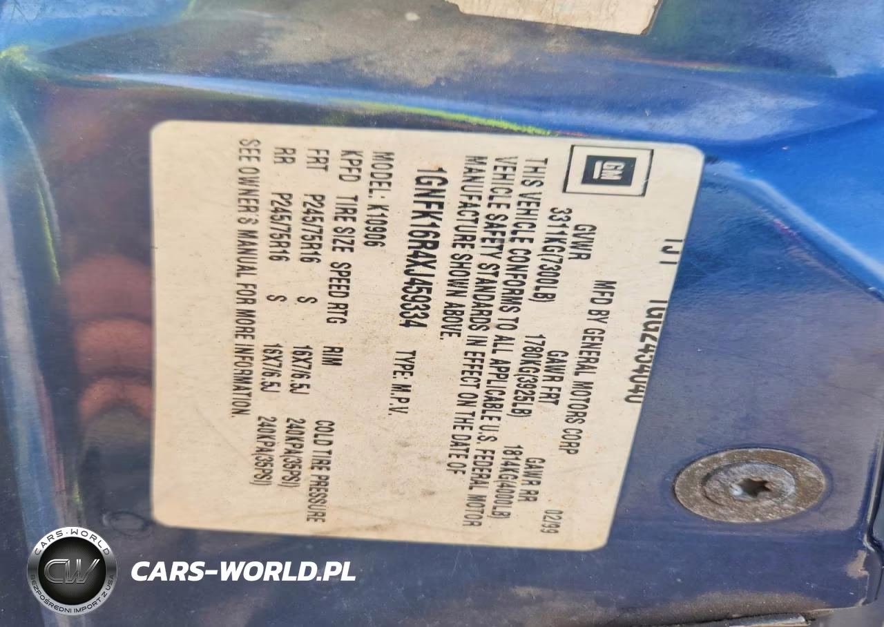1999 Chevrolet Suburban K1500 VIN:1GNFK16R4XJ459334 - 12