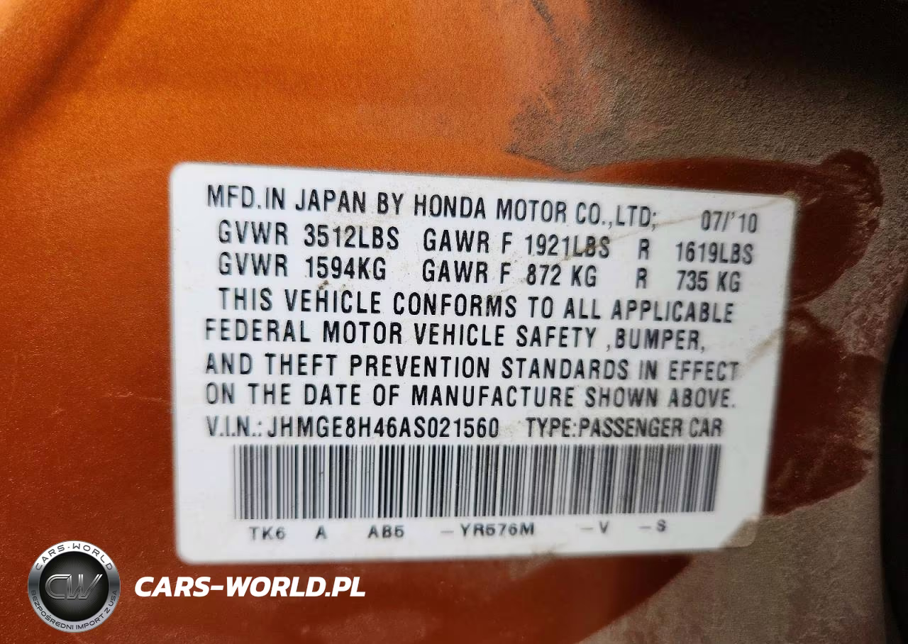 2010 Honda Fit Sport VIN:JHMGE8H46AS021560 - 13