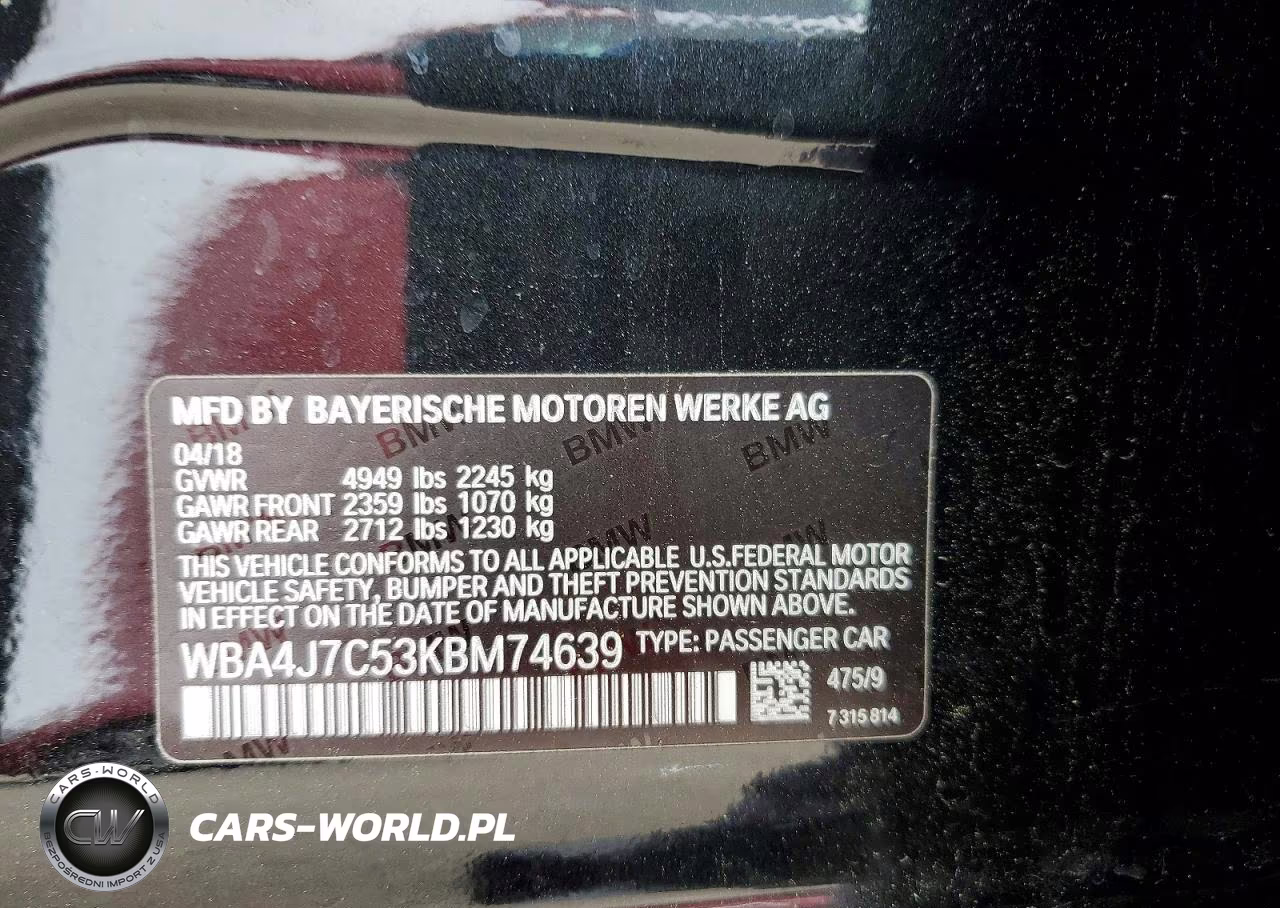 2019 BMW 440Xi Gran Coupe VIN:WBA4J7C53KBM74639 - 13