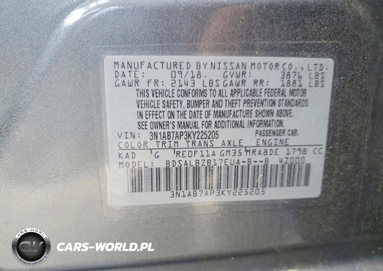 2019 Nissan Sentra S VIN:3N1AB7AP3KY225205 - 12