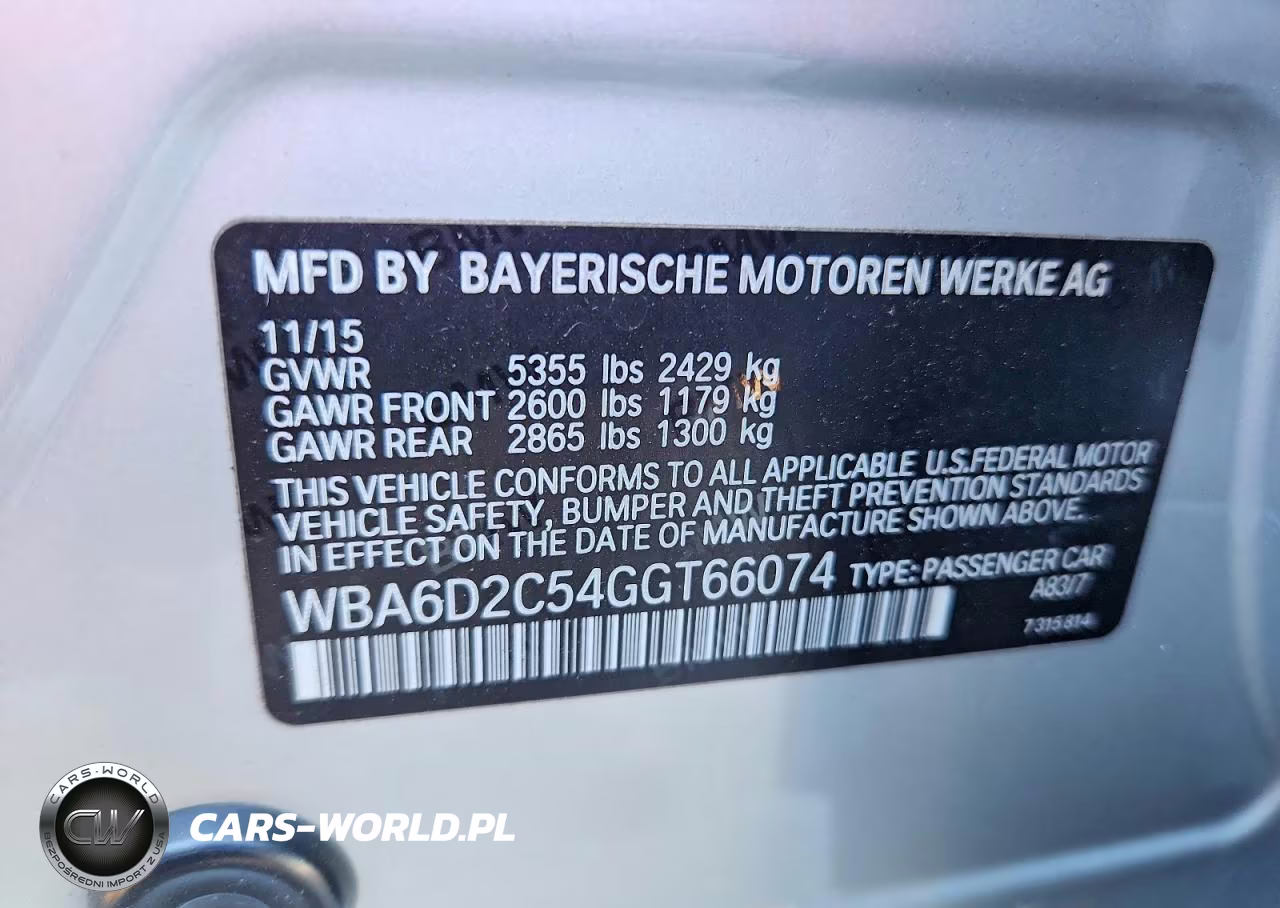 2016 BMW 640 Xi Gran Coupe VIN:WBA6D2C54GGT66074 - 12