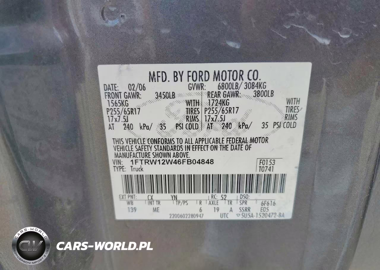 2006 Ford F150 Supercrew VIN:1FTRW12W46FB04848 - 12