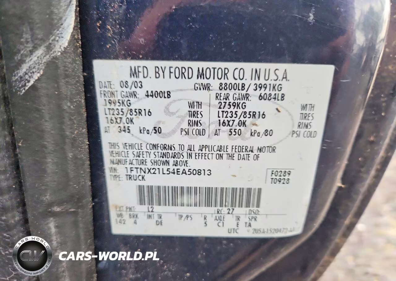 2004 Ford 250 Super Dut VIN:1FTNX21L54EA50813 - 12