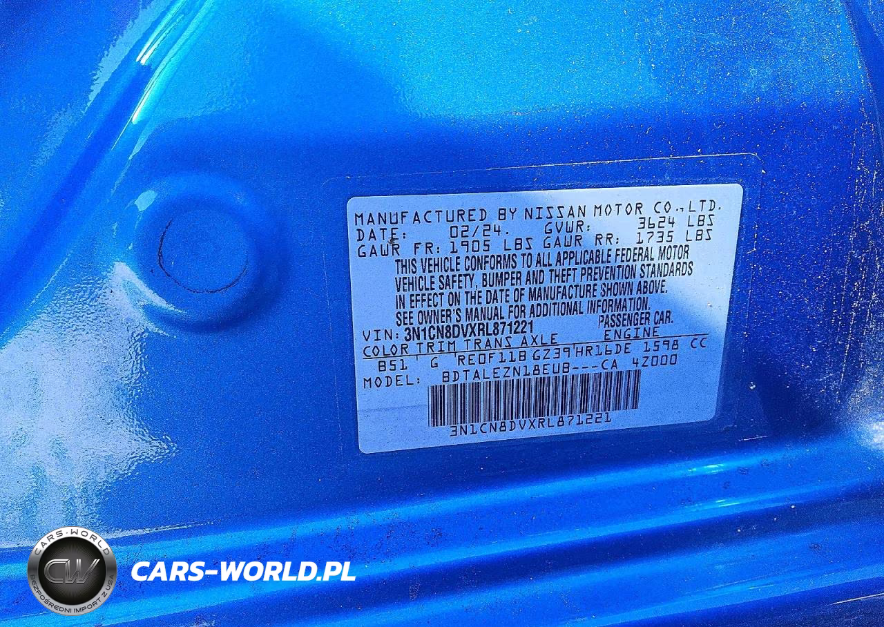 2024 Nissan Versa S VIN:3N1CN8DVXRL871221 - 12