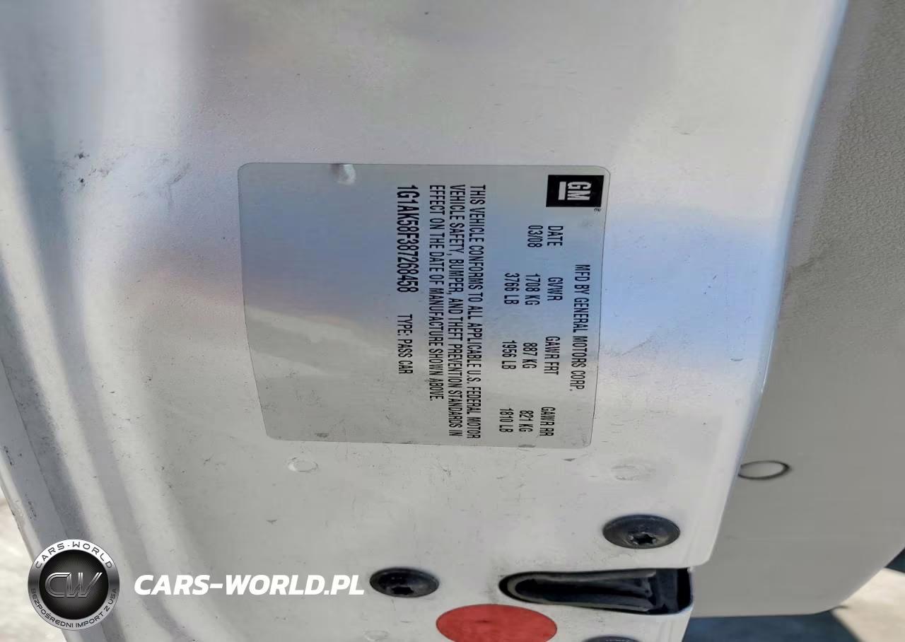 2008 Chevrolet Cobalt VIN:1G1AK58F387268458 - 12