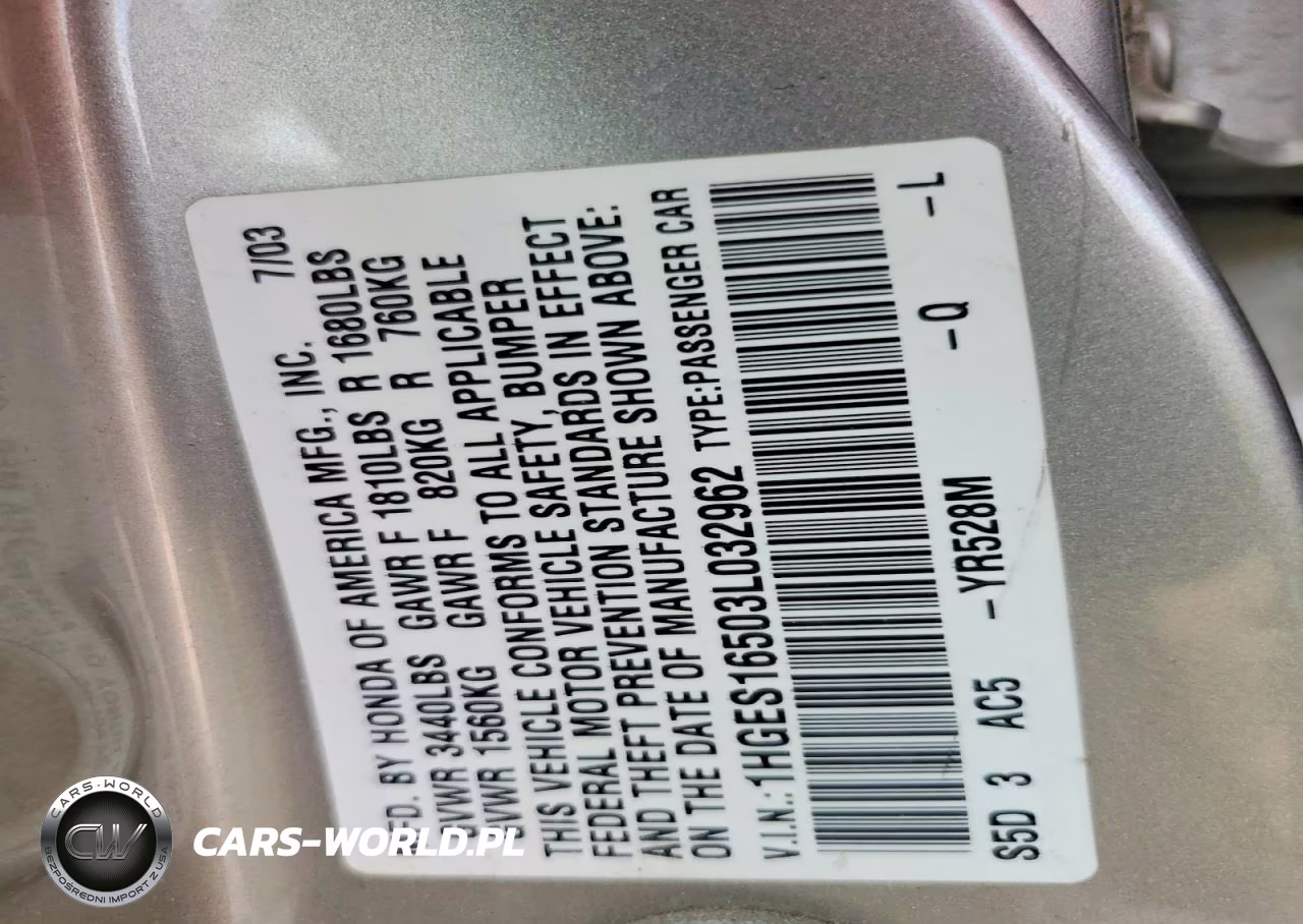 2003 Honda Civic Lx VIN:1HGES16503L032962 - 12