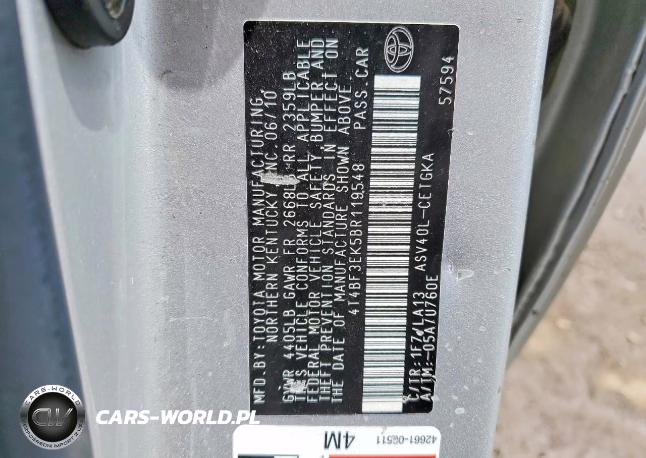 2011 Toyota Camry Xle VIN:4T4BF3EK5BR119548 - 12
