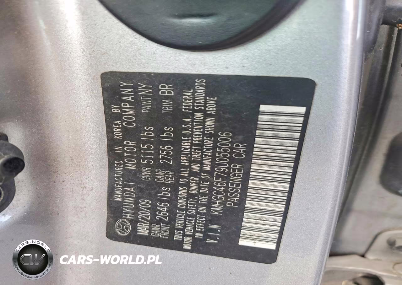 2009 Hyundai Genesis 4.6L VIN:KMHGC46F79U055006 - 12