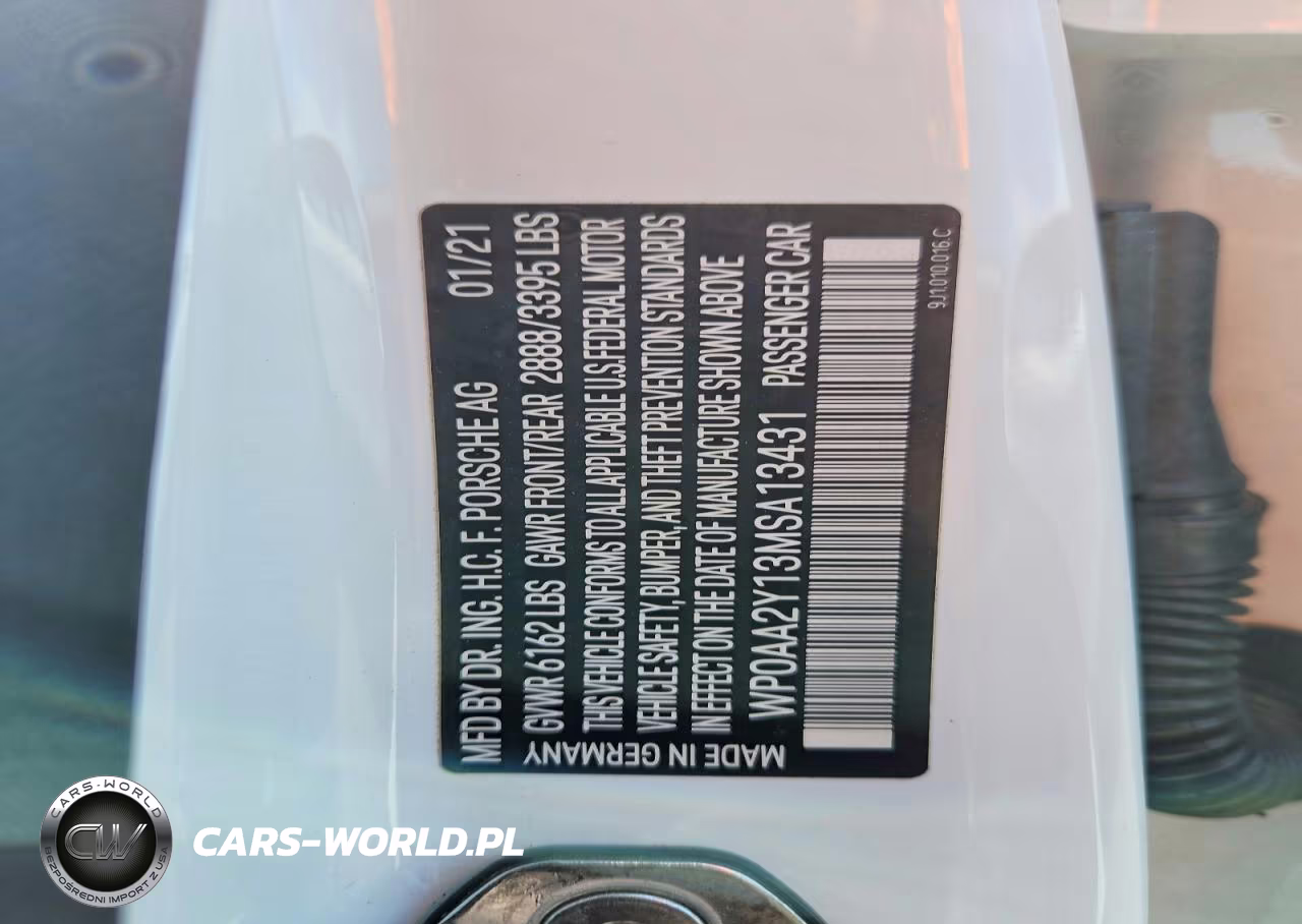 2021 Porsche Taycan VIN:WP0AA2Y13MSA13431 - 13