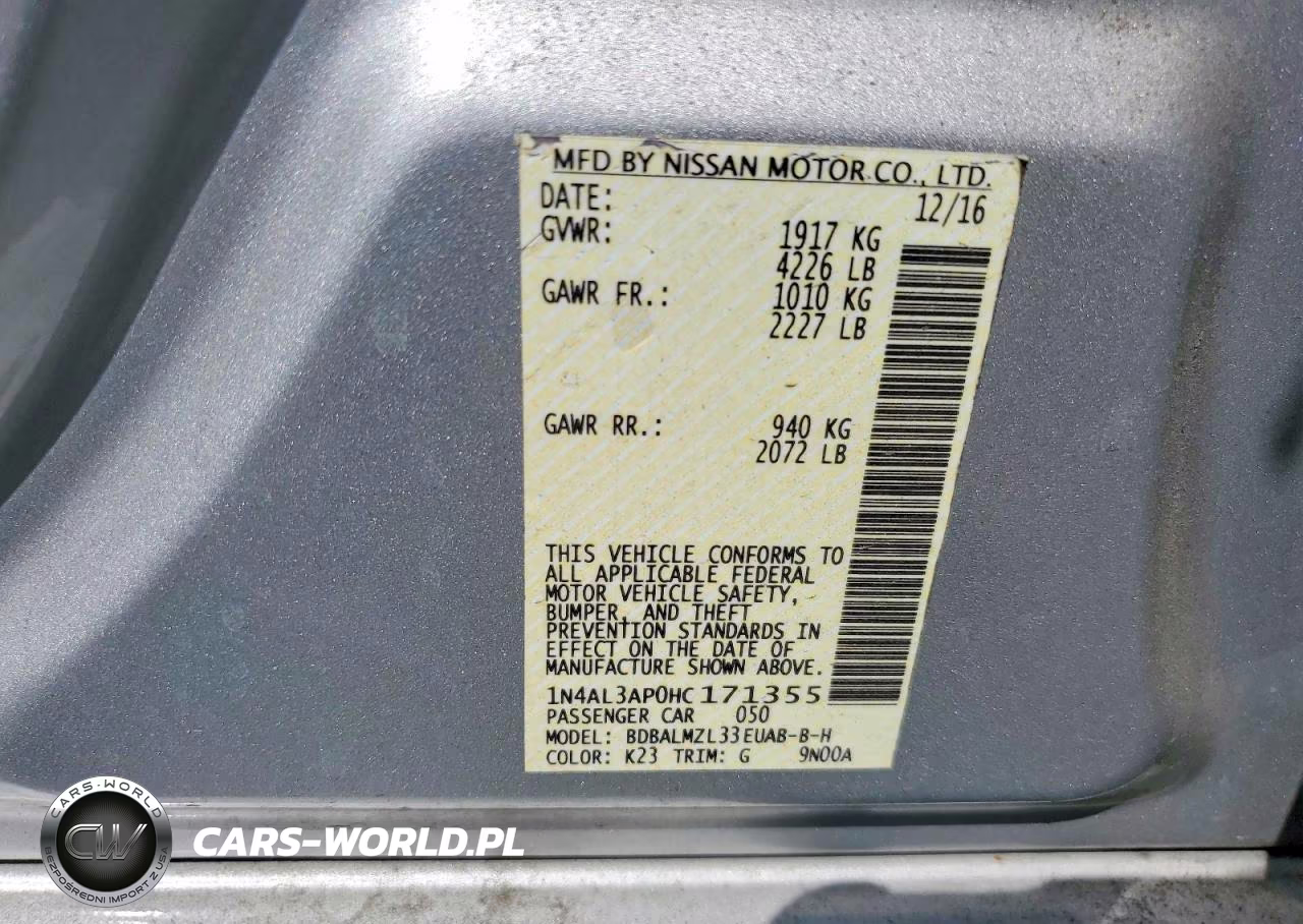 2017 Nissan Altima 2.5 Sv VIN:1N4AL3AP0HC171355 - 12