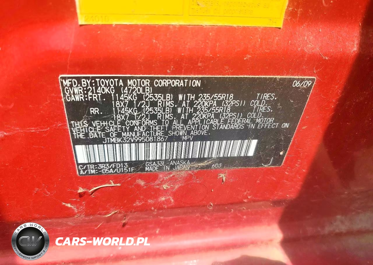 2009 Toyt Rav4 Sport 4D Hardto VIN:JTMBK32V995081867 - 13