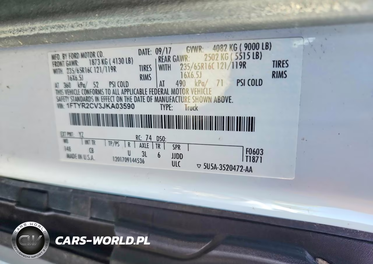 2018 Ford Transit T-250 VIN:1FTYR2CV3JKA03590 - 13