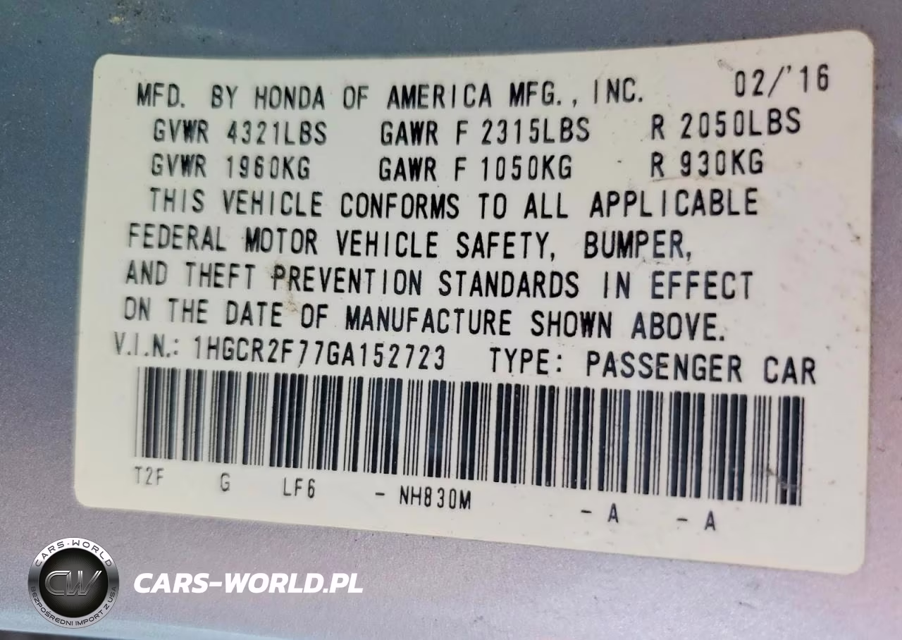 2016 Honda Accord Ex VIN:1HGCR2F77GA152723 - 13