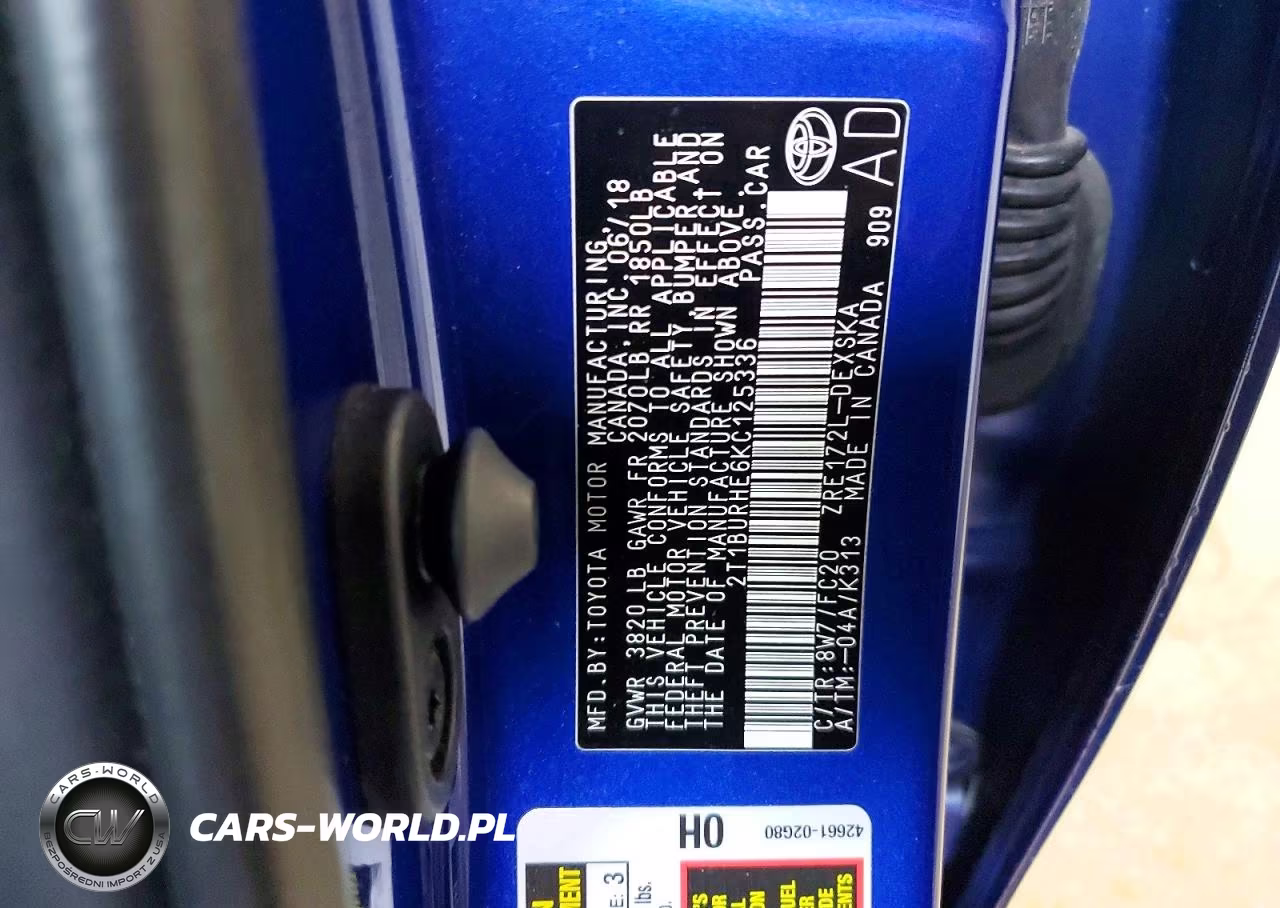 2019 Toyota Corolla Se VIN:2T1BURHE6KC125336 - 12