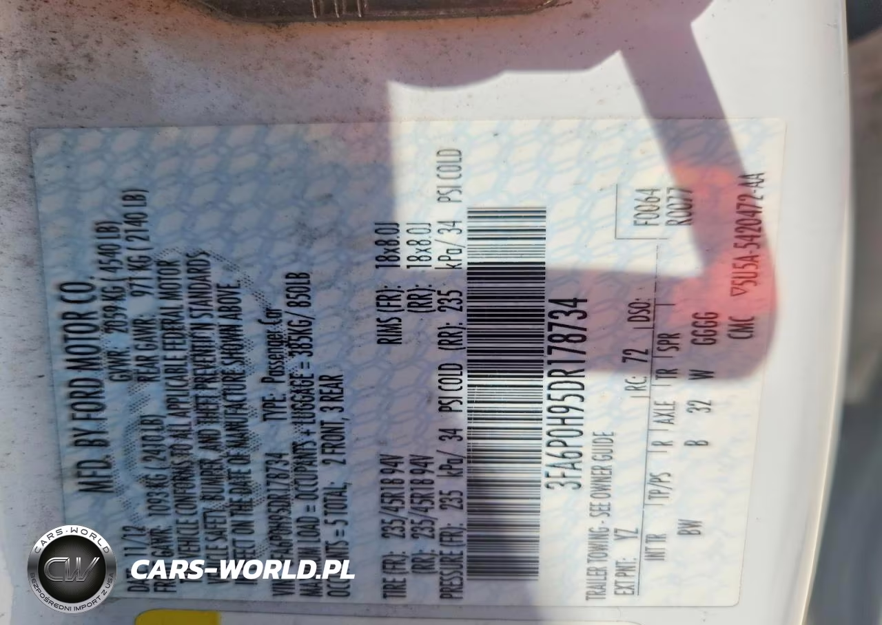 2013 Ford Fusion Se VIN:3FA6P0H95DR178734 - 12
