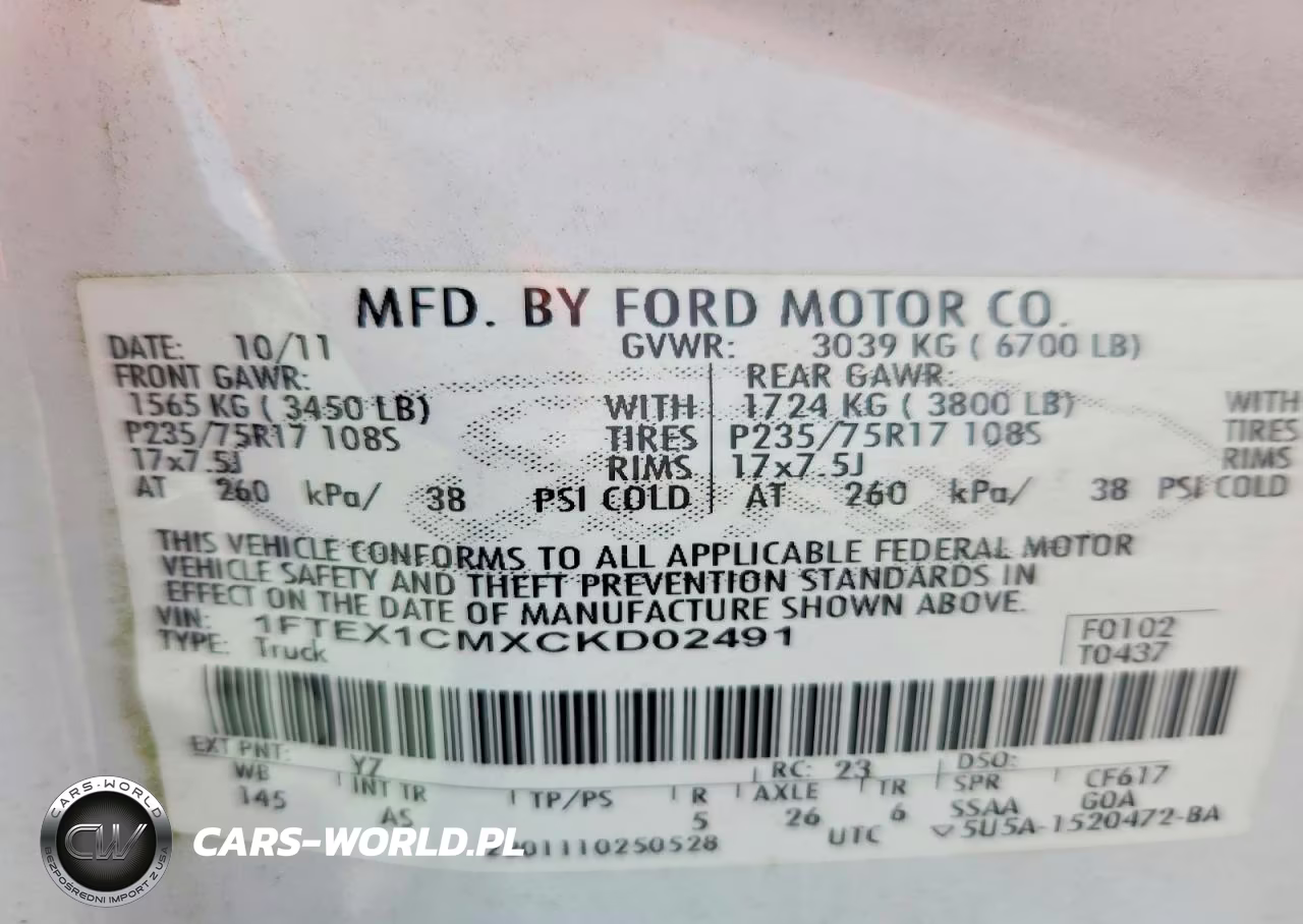 2012 Ford F150 Super Cab VIN:1FTEX1CMXCKD02491 - 12
