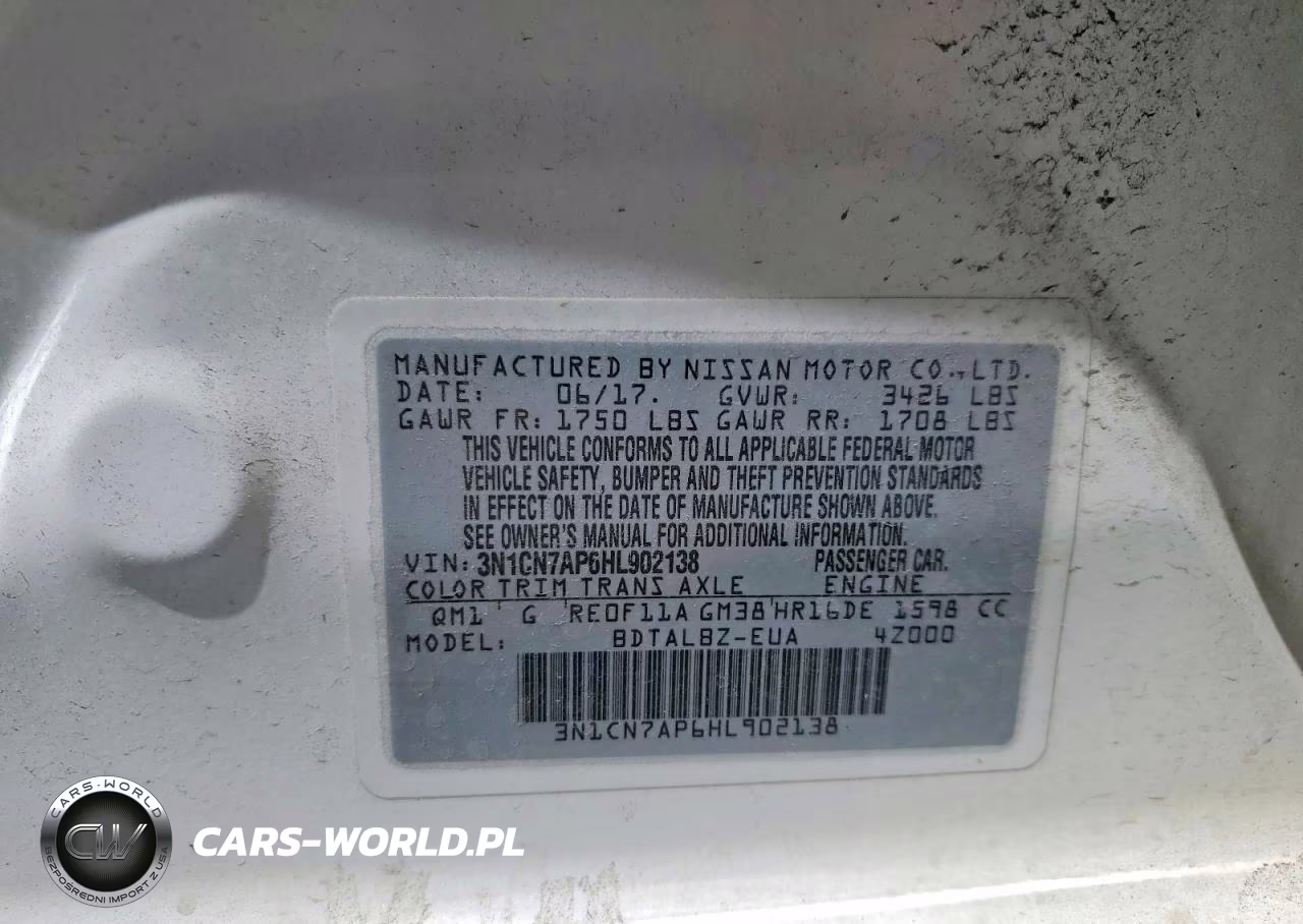 2017 Nissan Versa 1.6 S VIN:3N1CN7AP6HL902138 - 12