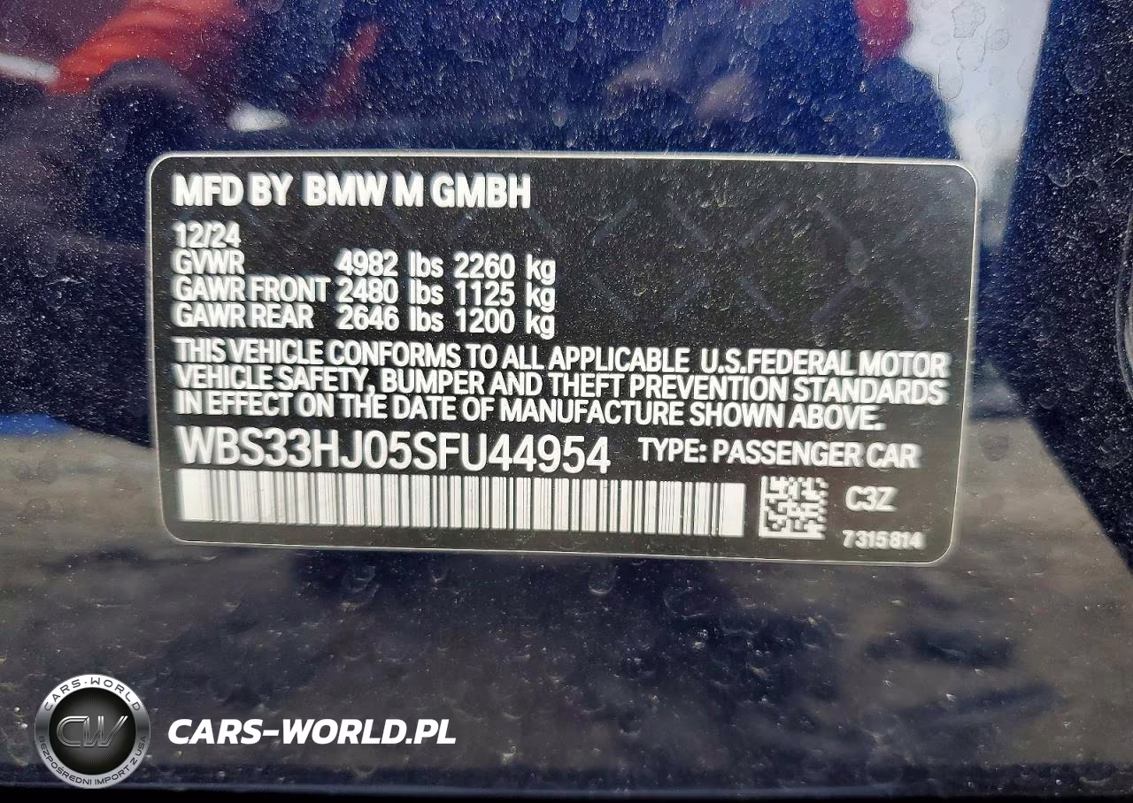 2025 BMW M3 Competition VIN:WBS33HJ05SFU44954 - 12